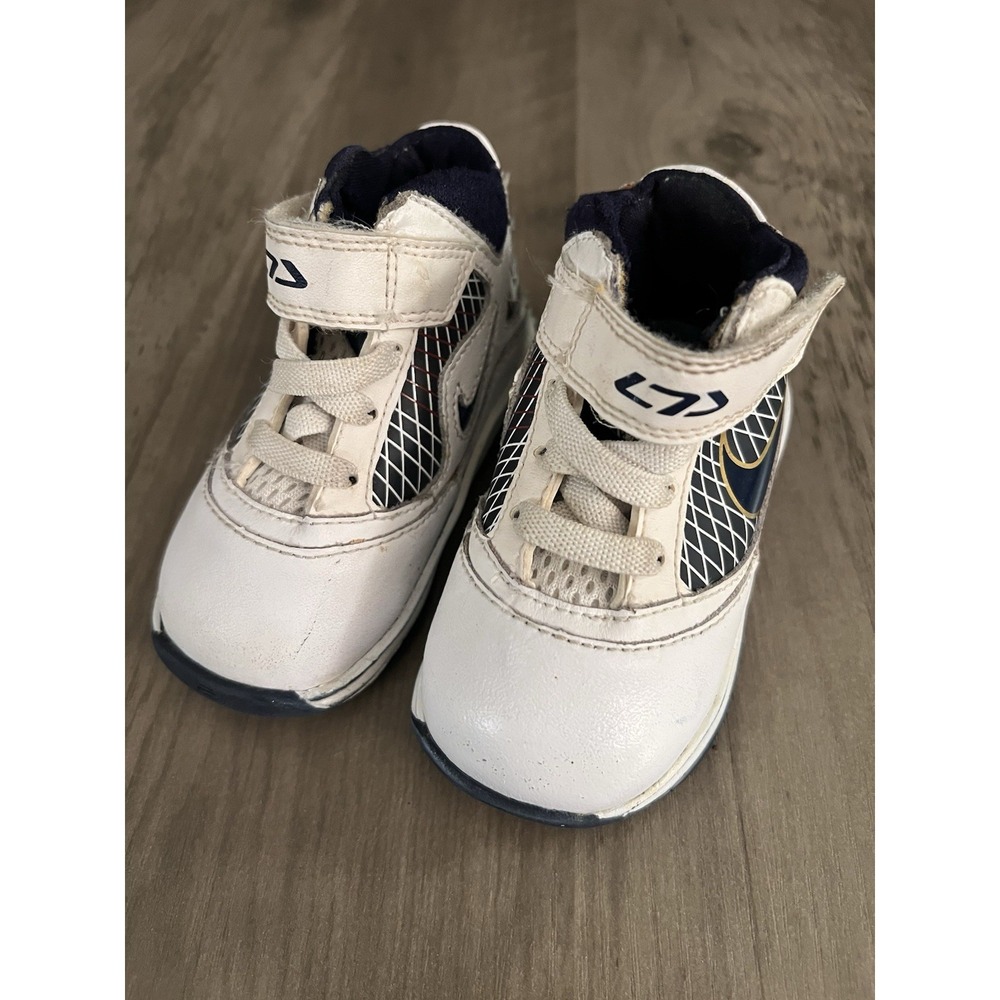 Nike Zoom LeBron VII 7 OG Toddler Shoes Sz 4 White Leather High Top Good to VGC!